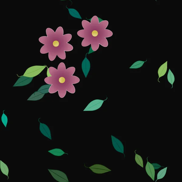 Designkomposition Mit Blumen Und Blättern Vektorillustration — Stockvektor