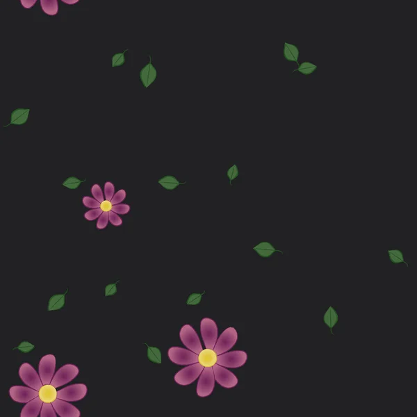 Vector Ilustración Flores Verano Pétalos Con Hojas Fondo Botánico — Vector de stock