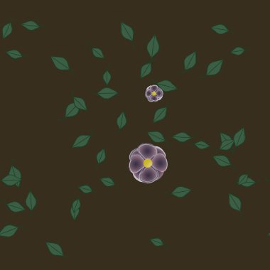 Basit çiçek ve yeşil yapraklı tasarım kompozisyonu, vektör illüstrasyonu