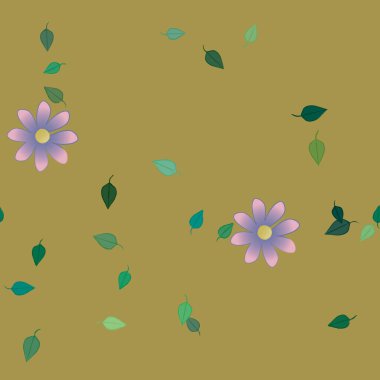 Yapraklı çiçek yapraklarının vektör çizimi, botanik arka plan