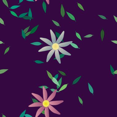 Yapraklı çiçek yapraklarının vektör çizimi, botanik arka plan