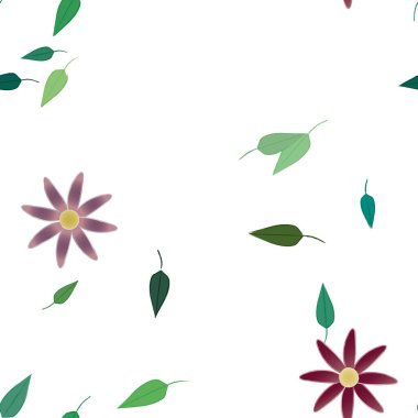 Yapraklı çiçek yapraklarının vektör çizimi, botanik arka plan