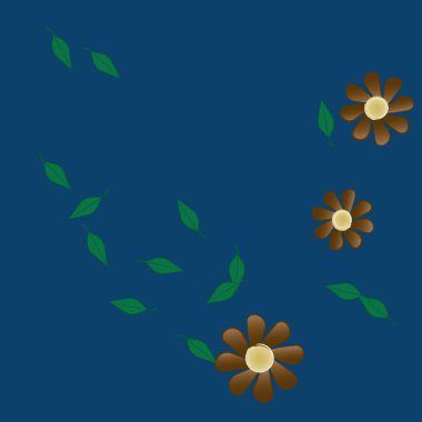 Çiçek ve yapraklı tasarım kompozisyonu, vektör illüstrasyonu