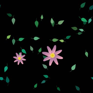 Yapraklı çiçek yapraklarının vektör çizimi, botanik arka plan