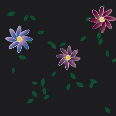 Çiçek ve yapraklı tasarım kompozisyonu, vektör illüstrasyonu