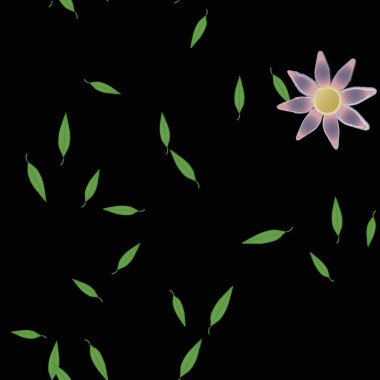 Çiçek ve yapraklı tasarım kompozisyonu, vektör illüstrasyonu