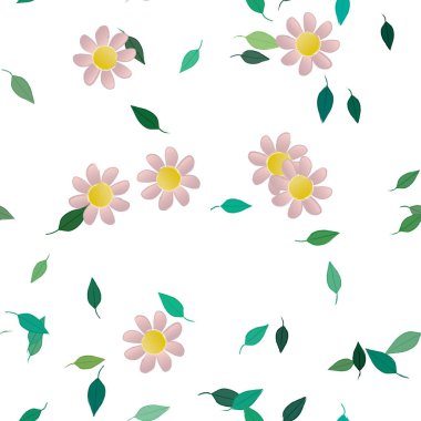 Yapraklı çiçek yapraklarının vektör çizimi, botanik arka plan