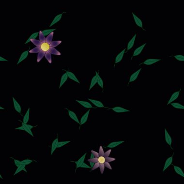 Yapraklı çiçek yapraklarının vektör çizimi, botanik arka plan