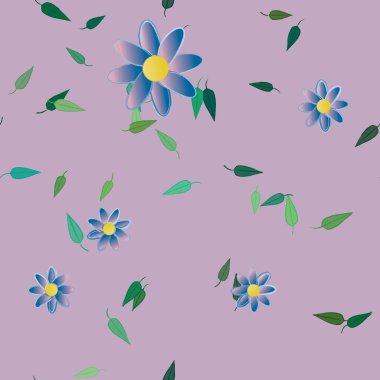 Çiçek ve yapraklı tasarım kompozisyonu, vektör illüstrasyonu