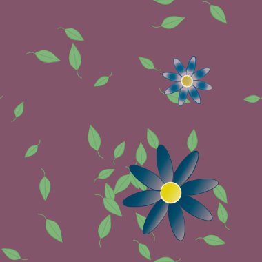 Çiçek ve yapraklı tasarım kompozisyonu, vektör illüstrasyonu