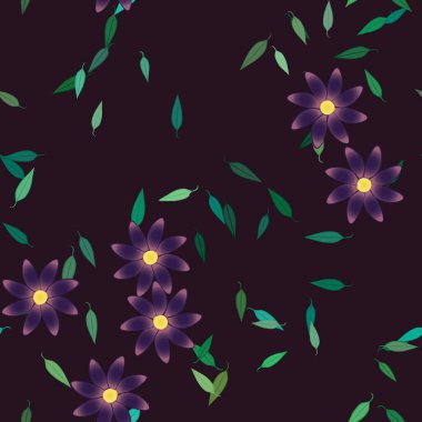 Yapraklı çiçek yapraklarının vektör çizimi, botanik arka plan