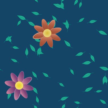 Yapraklı çiçek yapraklarının vektör çizimi, botanik arka plan