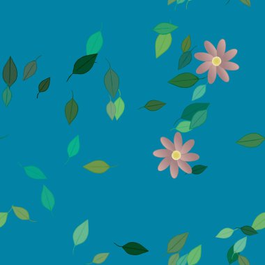 Yapraklı çiçek yapraklarının vektör çizimi, botanik arka plan