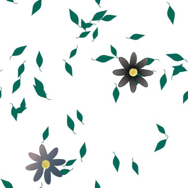 Yapraklı çiçek yapraklarının vektör çizimi, botanik arka plan