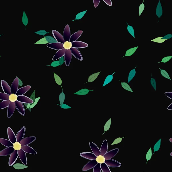 Composition Design Avec Fleurs Simples Feuilles Vertes Illustration Vectorielle — Image vectorielle