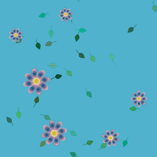 Illustration Vectorielle Pétales Fleurs Été Avec Feuilles Fond Botanique — Image vectorielle