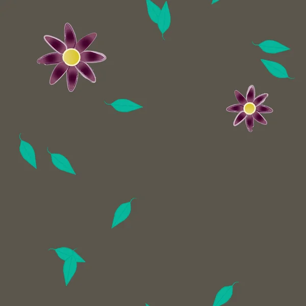 Illustration Vectorielle Pétales Fleurs Été Avec Feuilles Fond Botanique — Image vectorielle