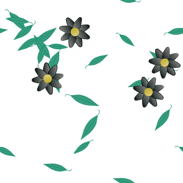 Composição Design Com Flores Folhas Ilustração Vetorial — Vetor de Stock