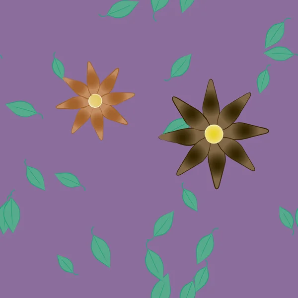 Illustration Vectorielle Pétales Fleurs Été Avec Feuilles Fond Botanique — Image vectorielle