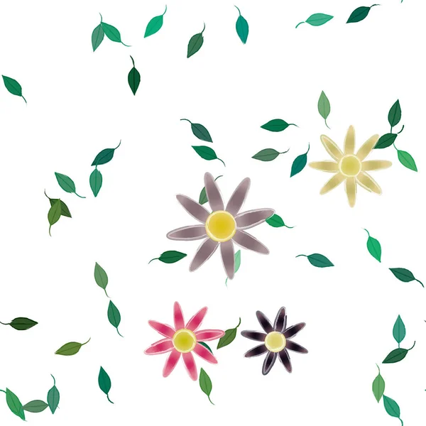 Designkomposition Mit Blumen Und Blättern Vektorillustration — Stockvektor