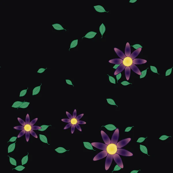 Vector Ilustración Flores Verano Pétalos Con Hojas Fondo Botánico — Archivo Imágenes Vectoriales