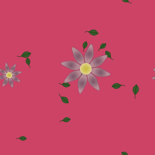 Composition Design Avec Fleurs Simples Feuilles Vertes Illustration Vectorielle — Image vectorielle