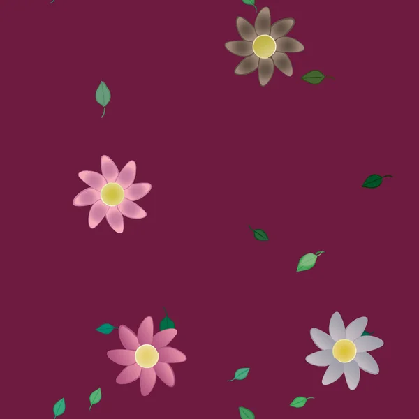 Vector Ilustración Flores Verano Pétalos Con Hojas Fondo Botánico — Archivo Imágenes Vectoriales