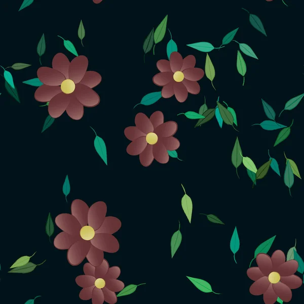 Vector Ilustración Flores Verano Pétalos Con Hojas Fondo Botánico — Archivo Imágenes Vectoriales