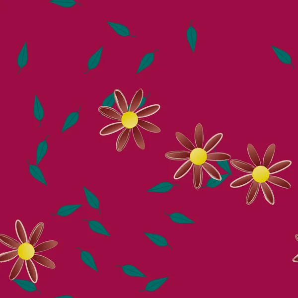 Composição Design Com Flores Simples Folhas Verdes Ilustração Vetorial — Vetor de Stock