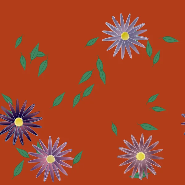 Vector Illustratie Van Zomerbloemen Bloemblaadjes Met Bladeren Botanische Achtergrond — Stockvector