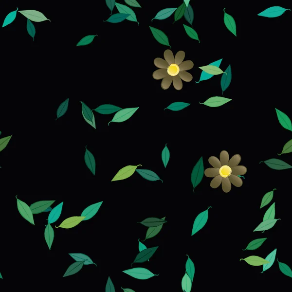 Дизайнерська Композиція Простими Квітами Зеленим Листям Векторні Ілюстрації — стоковий вектор