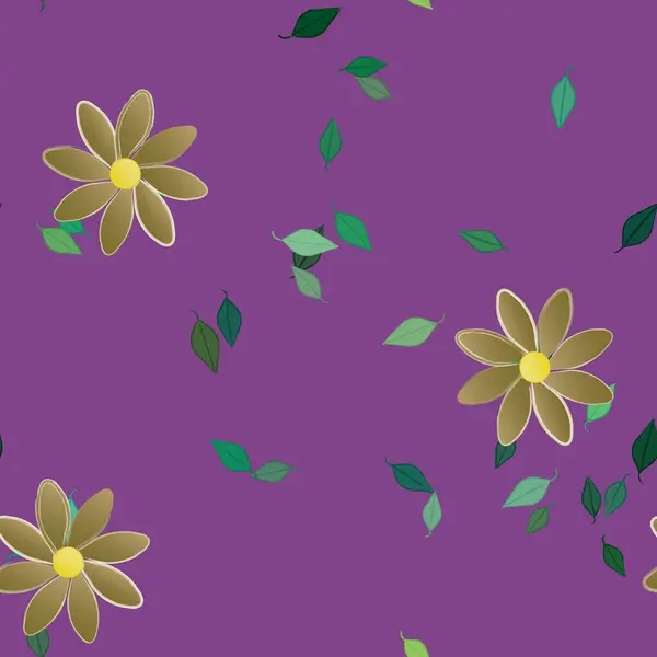 Vector Ilustración Flores Verano Pétalos Con Hojas Fondo Botánico — Archivo Imágenes Vectoriales