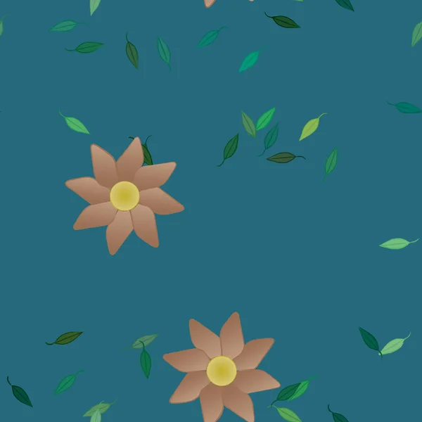 Composition Design Avec Fleurs Simples Feuilles Vertes Illustration Vectorielle — Image vectorielle