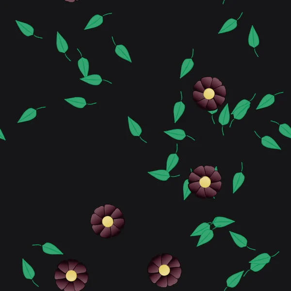 Vector Ilustración Flores Verano Pétalos Con Hojas Fondo Botánico — Archivo Imágenes Vectoriales