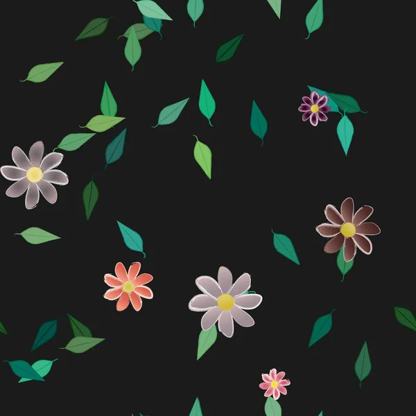 Composição Design Com Flores Folhas Ilustração Vetorial —  Vetores de Stock