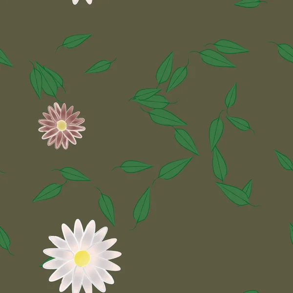 Vektor Illustration Von Sommerblumen Blütenblätter Mit Blättern Botanischer Hintergrund — Stockvektor