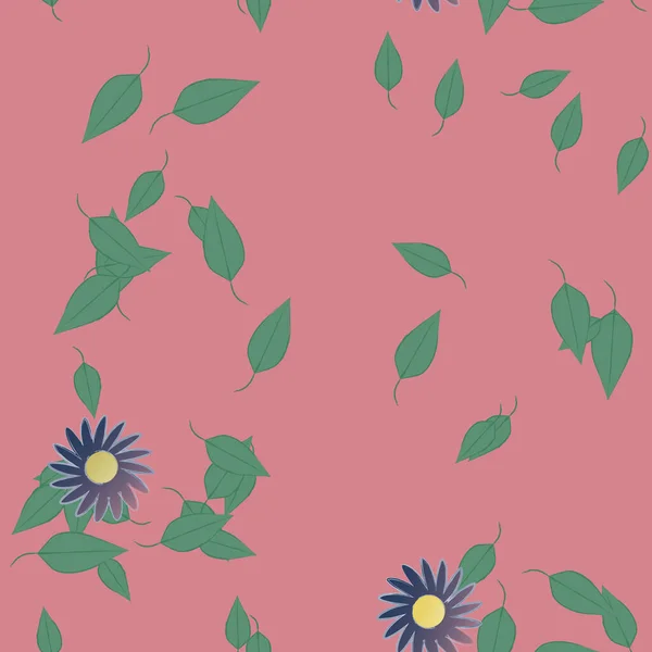 Illustration Vectorielle Pétales Fleurs Été Avec Feuilles Fond Botanique — Image vectorielle