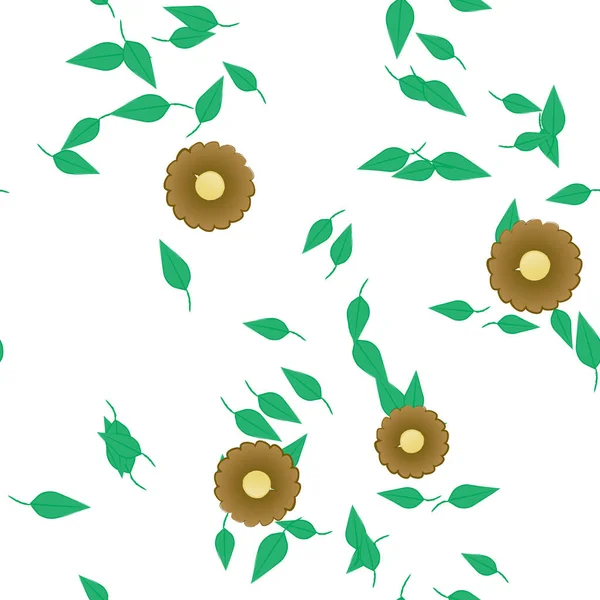 Composition Design Avec Fleurs Simples Feuilles Vertes Illustration Vectorielle — Image vectorielle