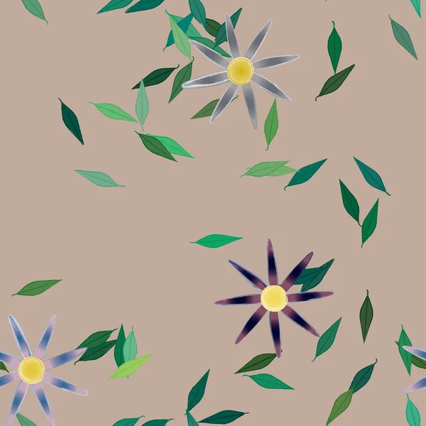 Vektor Illustration Sommar Blommor Kronblad Med Blad Botanisk Bakgrund — Stock vektor