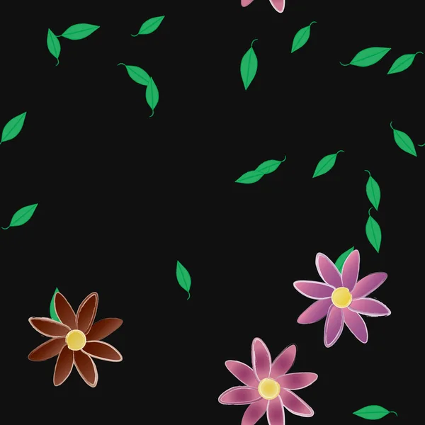 Composition Design Avec Fleurs Feuilles Illustration Vectorielle — Image vectorielle