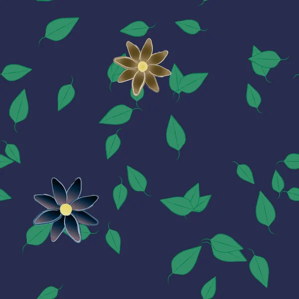 Illustration Vectorielle Pétales Fleurs Été Avec Feuilles Fond Botanique — Image vectorielle