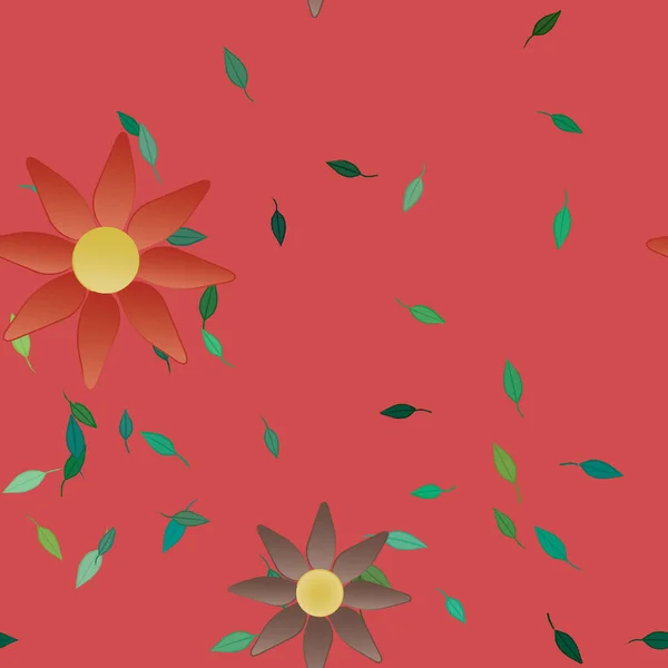 Composition Design Avec Fleurs Simples Feuilles Vertes Illustration Vectorielle — Image vectorielle