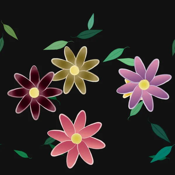 Composición Diseño Con Flores Hojas Ilustración Vectorial — Archivo Imágenes Vectoriales