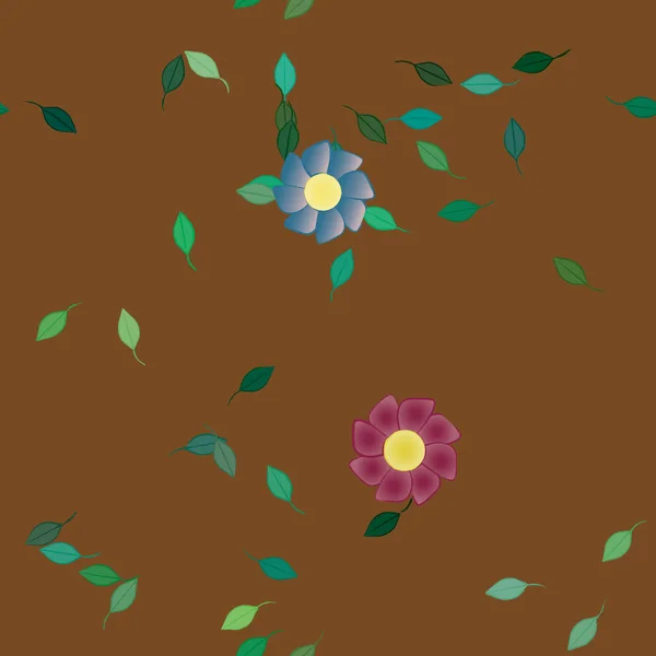 Vector Ilustración Flores Verano Pétalos Con Hojas Fondo Botánico — Archivo Imágenes Vectoriales