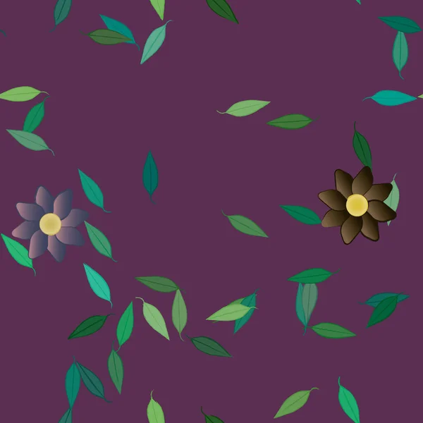 Composition Design Avec Fleurs Simples Feuilles Vertes Illustration Vectorielle — Image vectorielle