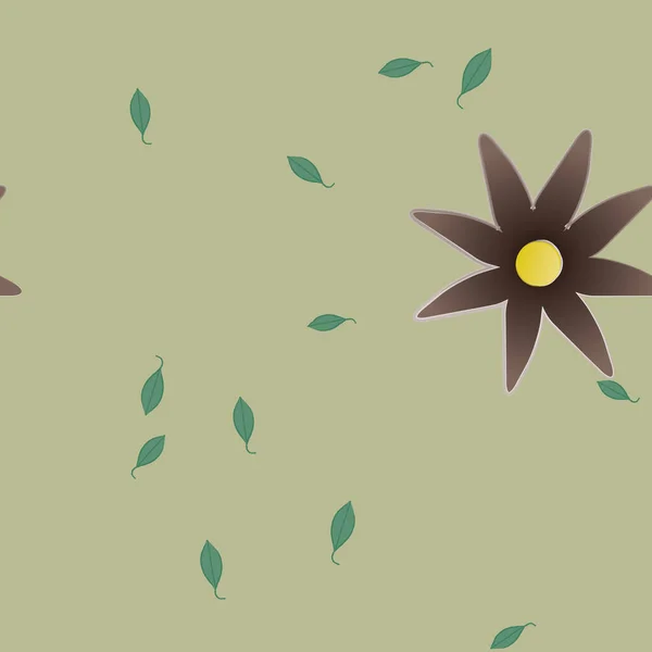 Composition Design Avec Fleurs Simples Feuilles Vertes Illustration Vectorielle — Image vectorielle