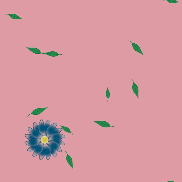 Composição Design Com Flores Simples Folhas Verdes Ilustração Vetorial — Vetor de Stock