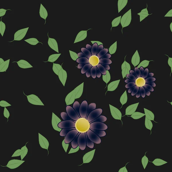 Vector Ilustración Flores Verano Pétalos Con Hojas Fondo Botánico — Archivo Imágenes Vectoriales