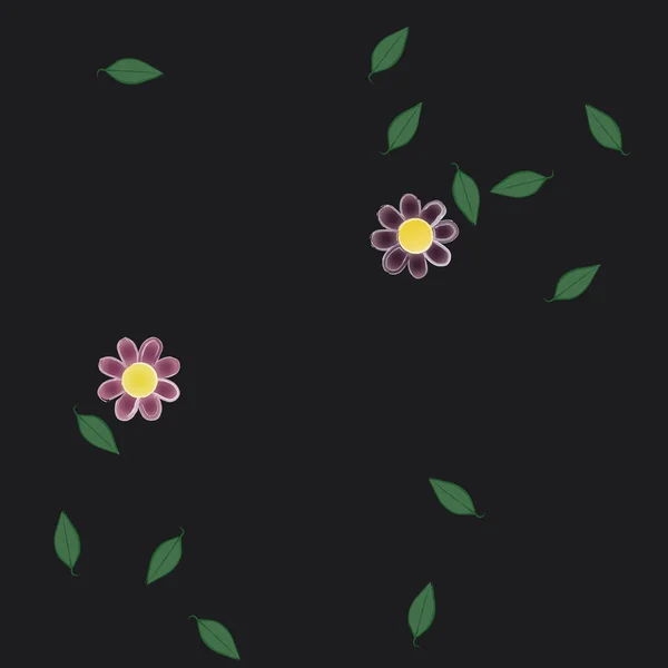 Vector Ilustración Flores Verano Pétalos Con Hojas Fondo Botánico — Archivo Imágenes Vectoriales