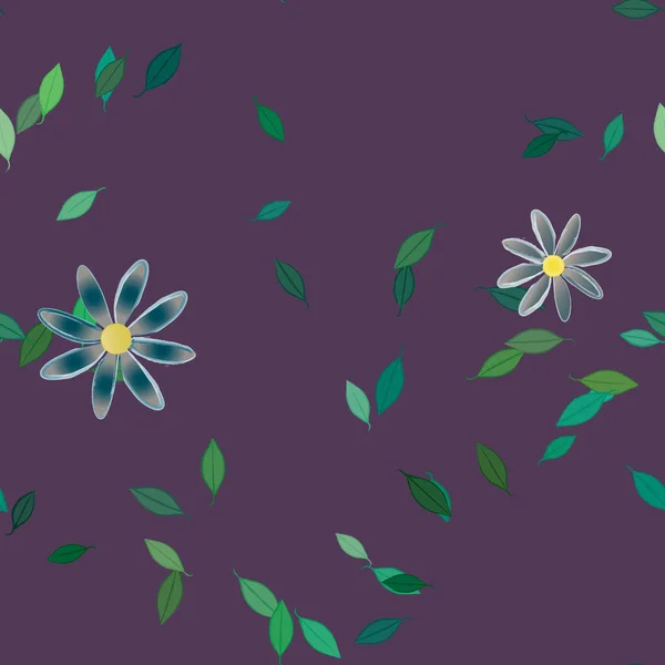 Illustration Vectorielle Pétales Fleurs Été Avec Feuilles Fond Botanique — Image vectorielle